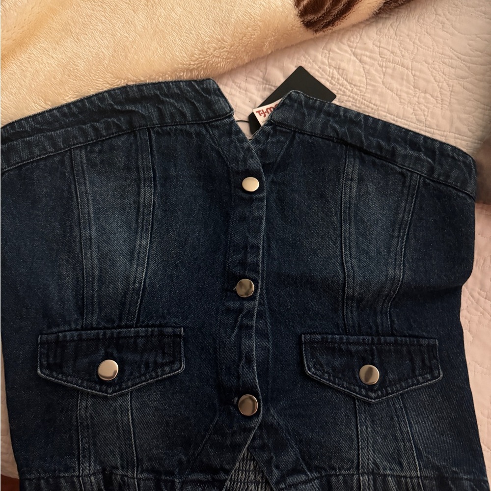 Source Unknown Dark Blue Denim Women's Top